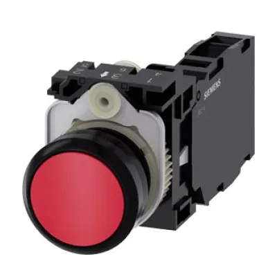 Siemens Drucktaster 3SU1100-0AB20-1FA0 | rund | 22mm | 1S+1Ö | flach | IP67/IP69K | Schraubanschluss | Kunststoff | rot