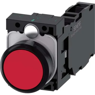 Siemens Drucktaster 3SU1100-0AB20-1FA0 | rund | 22mm | 1S+1Ö | flach | IP67/IP69K | Schraubanschluss | Kunststoff | rot