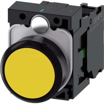 Siemens Drucktaster 3SU1100-0AB30-1BA0 | rund 22 mm | flach | tastend | Schraubanschluss | IP67/IP69K | gelb