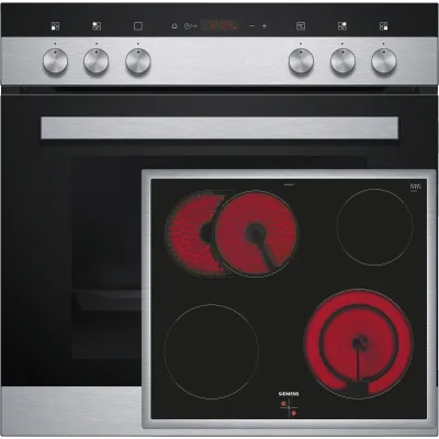 Siemens Einbau-Herd-Set EQ110KA1Z | Glaskeramik-Kochfeld 60 cm | 66 l Backofen | Edelstahl | A