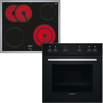 Siemens Einbau-Herd-Set EQ110KA3B | Glaskeramik-Kochfeld 60cm | 66l | 5 Beheizungsarten | Schwarz/Edelstahl