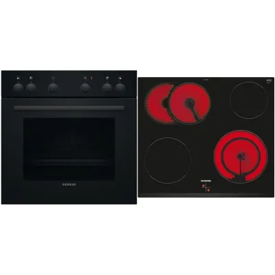 Siemens Einbau-Herd-Set HE010FBA1+EA631GNA1E | Glaskeramik 60cm | 66l | 3D Heißluft | A | Schwarz/Edelstahl