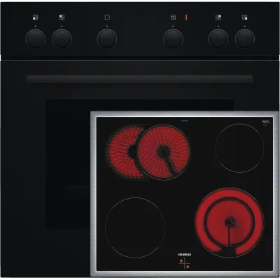 Siemens Einbau-Herd-Set EQ110KAFBE | Backofen + Glaskeramik-Kochfeld | 66l | 60cm | A | schwarz/edelstahl