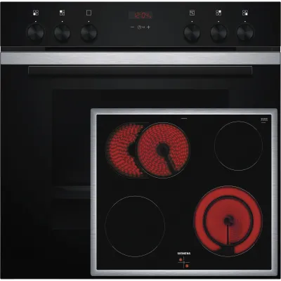 Siemens Einbau-Herd-Set EQ211KA11 | 71 l | 60 cm | Glaskeramik-Kochfeld | 3D Heißluft | A+ | Edelstahl-Schwarz