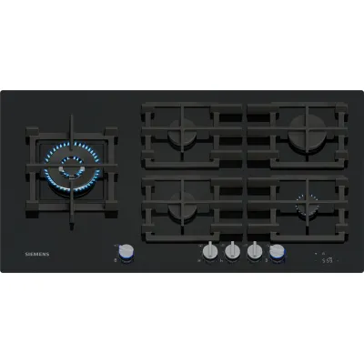 Siemens Gas-Kochfeld ER9A6SH40 | 90cm autark | 5 Brenner inkl. Wok | Hartglas | Home Connect | stepFlame | schwarz