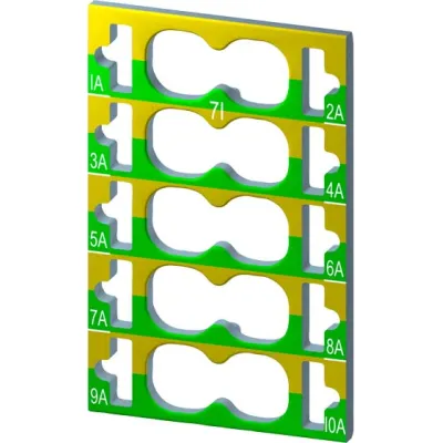 Siemens Farbkodierschilder 6ES7193-6CP71-2AA0 | SIMATIC ET 200SP | 10 Stück | AUX-Klemmen | Push-In | grün-gelb