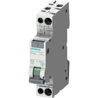 Siemens FI/LS-Schutzschalter 5SV1316-7KK13 | RCBO 1P+N | 13A C13 | Typ A | 30mA | 6kA | 230V | kompakt | 1TE | IP20