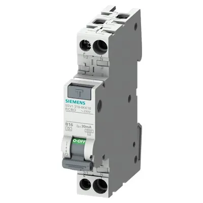 Siemens FI/LS-Schutzschalter | 5SV1316-3KK16 | RCBO Typ F | 1P+N | B16 16A | 30mA | 6kA | 1TE | IP20