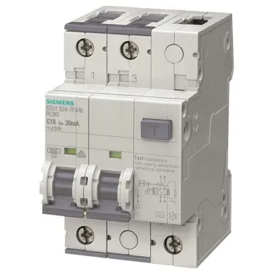 Siemens FI/LS-Schalter 5SU1324-6FA06 | RCBO 2-polig Typ A | 6A B-Char | 30mA | 230V AC | 10kA | VDE