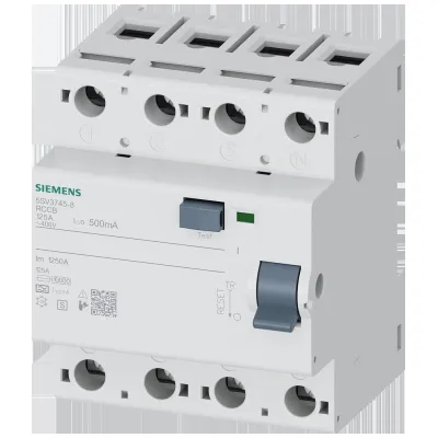 SIEMENS FI-Schutzschalter 5SV3745-8 | 4-polig Typ A | selektiv | 125A | 400V AC | 0,5A | für DIN-Schiene | IP20