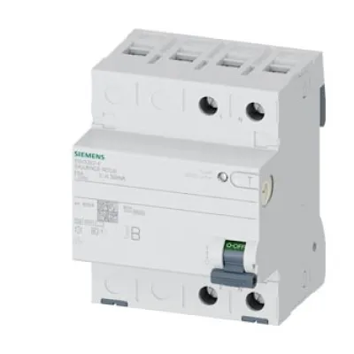 Siemens FI-Schutzschalter 5SV3322-4 Typ B | 2-polig | 25A | 30mA | 230V AC | kurzzeitverzögert | Hutschiene | 4TE | IP20