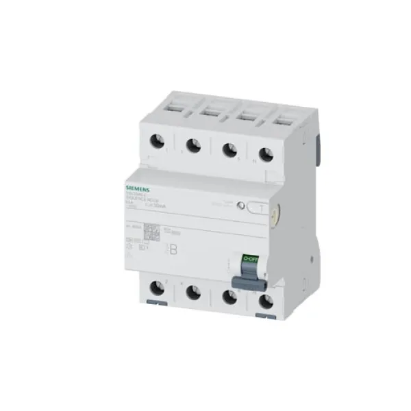 Siemens FI-Schutzschalter 5SV3346-4 | Typ B | 4-polig | 63A | 30mA | kurzzeitverzögert | 400V | DIN-Schiene | IP20