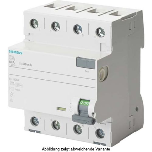 Bild: Siemens FI-Schutzschalter Typ A, 100mA, 25A, 4p (5SV3442-6)