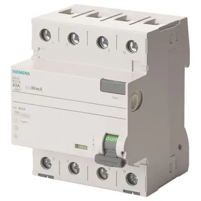 Siemens FI-Schutzschalter 5SV3444-6 | Typ A | 4-polig | 40A | 100mA | 400V AC | Hutschiene | IP20 | Fehlerstromschutz