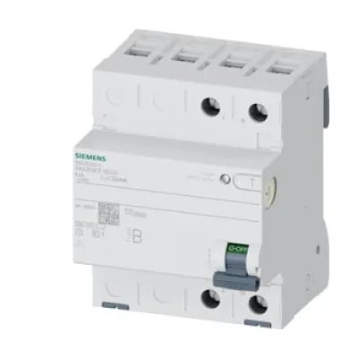 Siemens FI-Schutzschalter 5SV3326-4 Typ B | 2-polig | 63A | 30mA | 230V AC | kurzzeitverzögert | DIN-Schiene | IP20