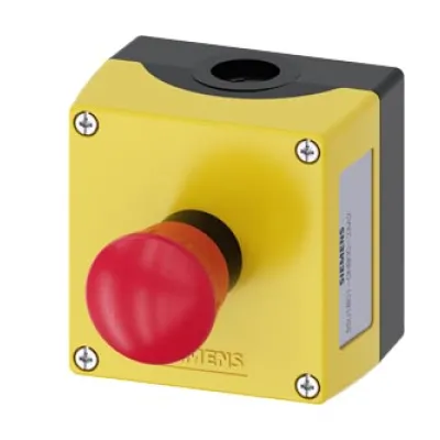 Siemens Befehls-/Meldegerät 3SU1801-0NB00-2AA2 | NOT-AUS Pilztaster | 22mm | Kunststoff | IP67/IP69K | gelb