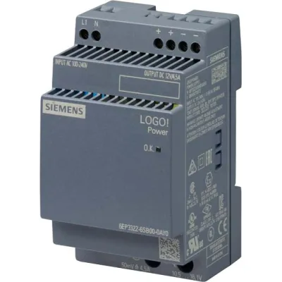 Siemens Stromversorgung 6EP3322-6SB00-0AY0 LOGO!Power 12V 4,5A | geregelt | Hutschiene | AC 100-240V | DC-Ausgang