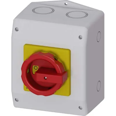 Siemens Haupt- und Not-Aus-Schalter 3LD2565-0TB53 | 3-polig 63A | IP65 | Einbau | verriegelbar | rot/gelb Drehantrieb