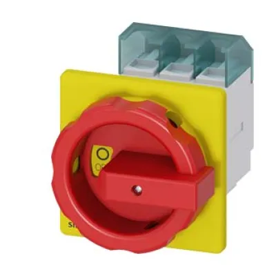 Siemens Haupt-/Not-Aus-Schalter 3LD2555-0TK53 | 3-polig 63A 22kW 400V | Frontmontage IP65 rot/gelb