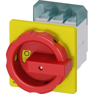 Siemens Haupt-/Not-Aus-Schalter 3LD2555-0TK53 | 3-polig 63A 22kW 400V | Frontmontage IP65 rot/gelb