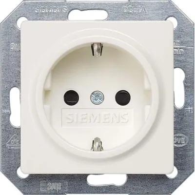 Siemens Schuko-Steckdose 5UB1518-0KK DELTA i-system | Unterputz | erhöhter Berührungsschutz | titanweiß RAL 9010