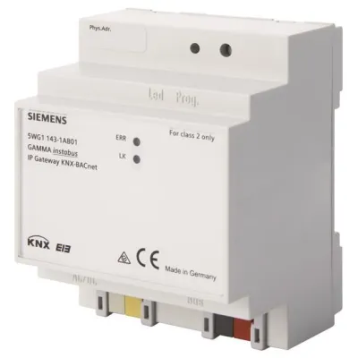 Siemens IP Gateway KNX-BACnet N143 5WG1143-1AB01 | REG 4TE | 24V AC/DC | LED-Anzeige | IP20 | Webserver | Visualisierung