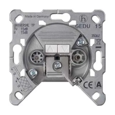 Siemens Antennen-Durchgangsdose 5TG2484 | Sat/BK | 2 Auslässe | 15 dB | 860/2150 MHz | Unterputz | Metall | Zink | Delta