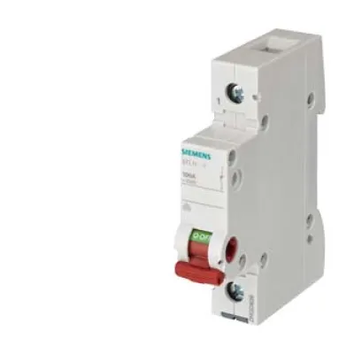 Siemens Ausschalter 5TL1163-1 | Lasttrennschalter 63A 1-polig | Hutschiene | 250V AC | roter Griff | 1 TE weiß