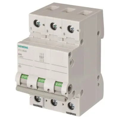 Siemens Ausschalter 5TL1363-0 | 63A 3-polig | Lasttrennschalter für Hutschiene | 440V AC | 3 Schließer | Montage grau