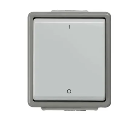 Siemens Ausschalter 2-polig 5TA4702 | DELTA fläche AP IP44 | Aufputz | 10A 250V | dunkelgrau/hellgrau | 66x75mm