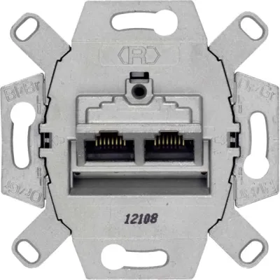 BJC Delta Anschlussdose 5TG2026-2 | UAE/IAE Einsatz | 2x RJ45 8-polig Cat.6E | Unterputz | Metall | halogenfrei | IP20
