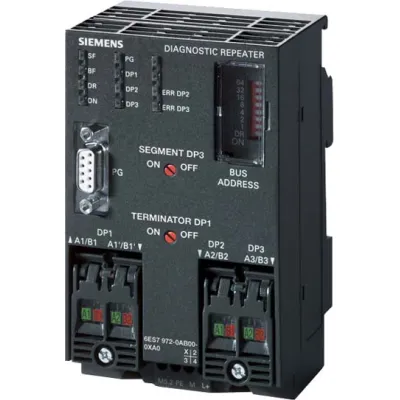 Siemens Diagnose-Repeater 6ES7972-0AB01-0XA0 | SIMATIC S7 | PROFIBUS-DP | 12 MBit/s | IP20 | Fast-Connect | 24V DC