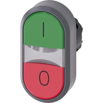 Siemens Doppeldrucktaster 3SU1030-3AB42-0AK0 | 22mm Loch | oval | Metall Frontring grau | tastend | IP68 | rot/grün