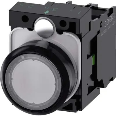 Siemens Drucktaster 3SU1102-0AB70-1BA0 | beleuchtet | 22mm rund | Kunststoff | klar | IP67K | 24V AC/DC | 1 Schließer