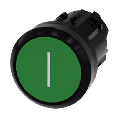 Siemens Drucktaster 3SU1000-0AB40-0AC0 | Rund | 22mm Lochdurchmesser | Kunststoff | tastend | Frontring schwarz | grün
