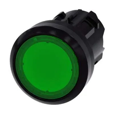 Siemens Drucktaster 3SU1001-0AA40-0AA0 | beleuchtet | 22mm rund | Grüne Taste | Kunststoff | IP68 | verrastend