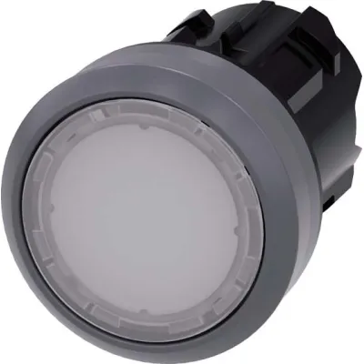 Siemens Drucktaster 3SU1031-0AB60-0AA0 | beleuchtet | 22mm rund | Metall Frontring | IP68 | EIN-AUS | weiß