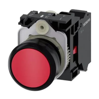 Siemens Drucktaster 3SU1100-0AB20-3CA0 | 22mm Pilz-Knopf | Kunststoff | IP67K | 1 Öffner | rund | rot