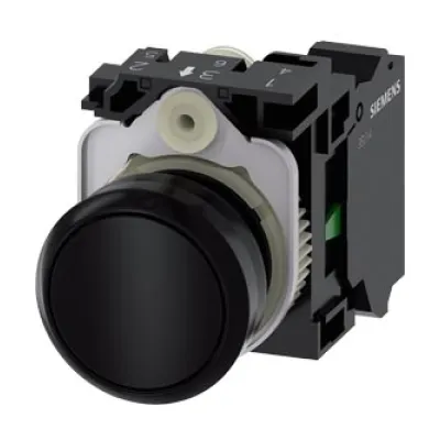 Siemens Drucktaster 3SU1100-0AB10-3BA0 | Druckknopf | Pilztaster | 22mm rund | tastend | IP67K | Kunststoff | schwarz