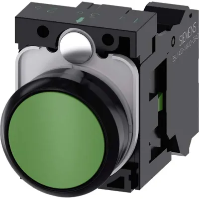 Siemens Drucktaster 3SU1100-0AB40-3BA0 | 22mm Pilzknopf | tastend | 1 Schließer | grün | Kunststoff | IP67K
