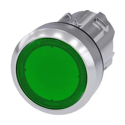 Siemens Drucktaster 3SU1051-0AB40-0AA0 | beleuchtet | 22 mm rund | Metall | Frontring | IP68 | grün