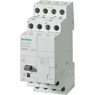 Siemens Fernschalter 5TT4103-0 | Stromstoßschalter 3 Schließer | 230V/400V AC | 16A | 1TE DIN-Schiene | Schwarz
