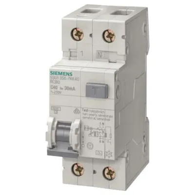Siemens FI/LS-Schalter 5SU1356-6KK06 | Fehlerstromschutzschalter 1P+N B6 6kA Typ A | 30mA 230V 2TE weiß