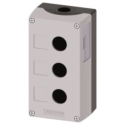 Siemens Aufbaugehäuse 3SU1853-0AA00-0AB1 | Gehäuse für Befehlsgeräte 22 mm | 3 Befehlsstellen | IP68 | Metall | grau