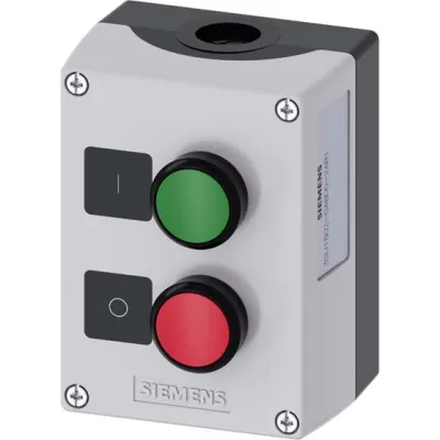 Siemens Befehlsgerät-Gehäuse 3SU1802-0AB00-2AB1 | 2 Taster 22,5mm | Kunststoff | IP68 | grau | Industrie-Einsatz