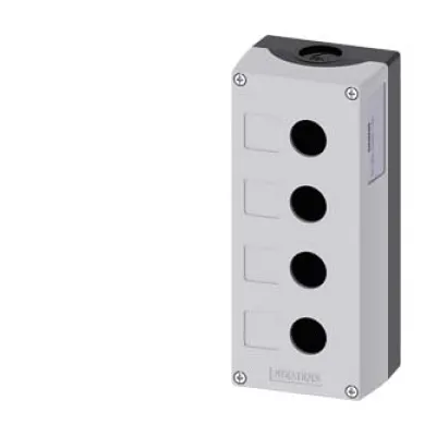 Siemens Aufbaugehäuse 3SU1804-0AA00-0AB1 | Gehäuse für Befehlsgeräte 22 mm | 4-fach | IP68 | Kunststoff | grau