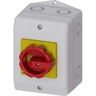 Siemens Lasttrennschalter 3LD2064-0TB53 | 3-polig | 16A | IP65 | Not-Aus | Türkupplung | rot/gelb | Einbaugerät