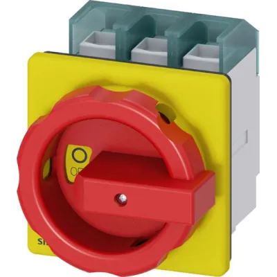 Siemens Haupt-/Not-Aus-Schalter 3LD2704-0TK53 | 3-polig 100A | 37kW 400V | IP65 | Drehantrieb rot/gelb | verriegelbar