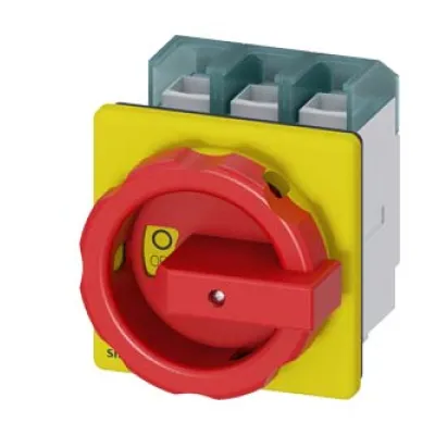 Siemens Haupt-/Not-Aus-Schalter 3LD2804-0TK53 | 3-polig | 125A | 45kW | IP65 | Frontmontage | rot/gelb