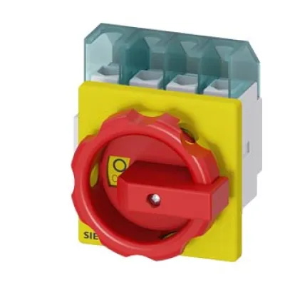 Siemens Haupt- und Not-Aus-Schalter 3LD2203-1TL53 | Lasttrennschalter 4-polig 32A | IP65 | Frontantrieb | Rot/Gelb